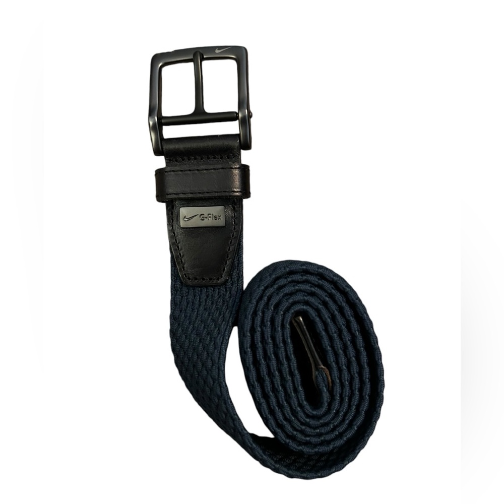 $55 Nike G Flex Webbed Braided Golf Belt Dark Blue NWOT Size L (40-42)